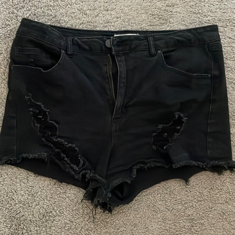Black Distressed denim cutoffs